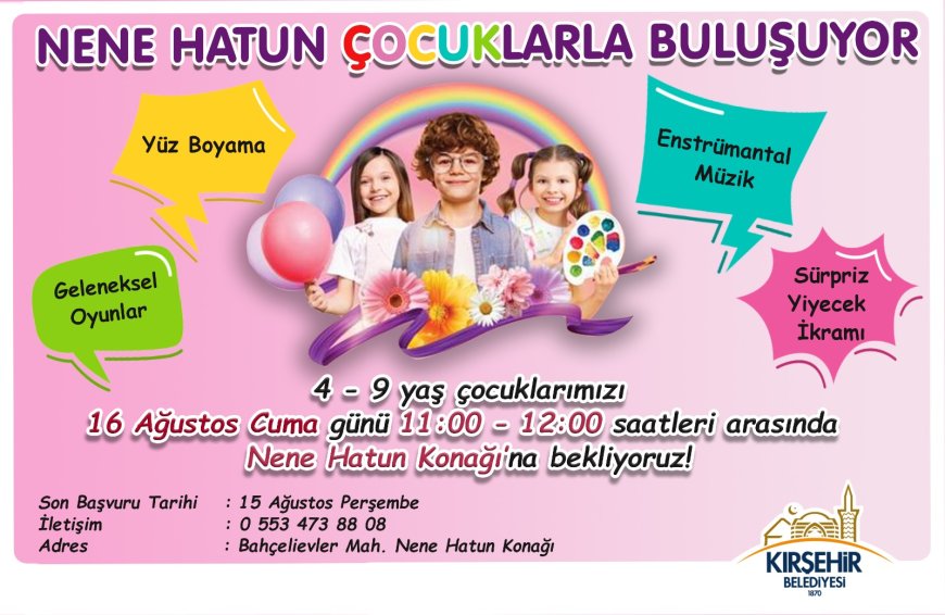 Kırşehir Belediyesi Yaz Aylarında Çocuklar İçin Eğlenceli Etkinlikler Düzenliyor