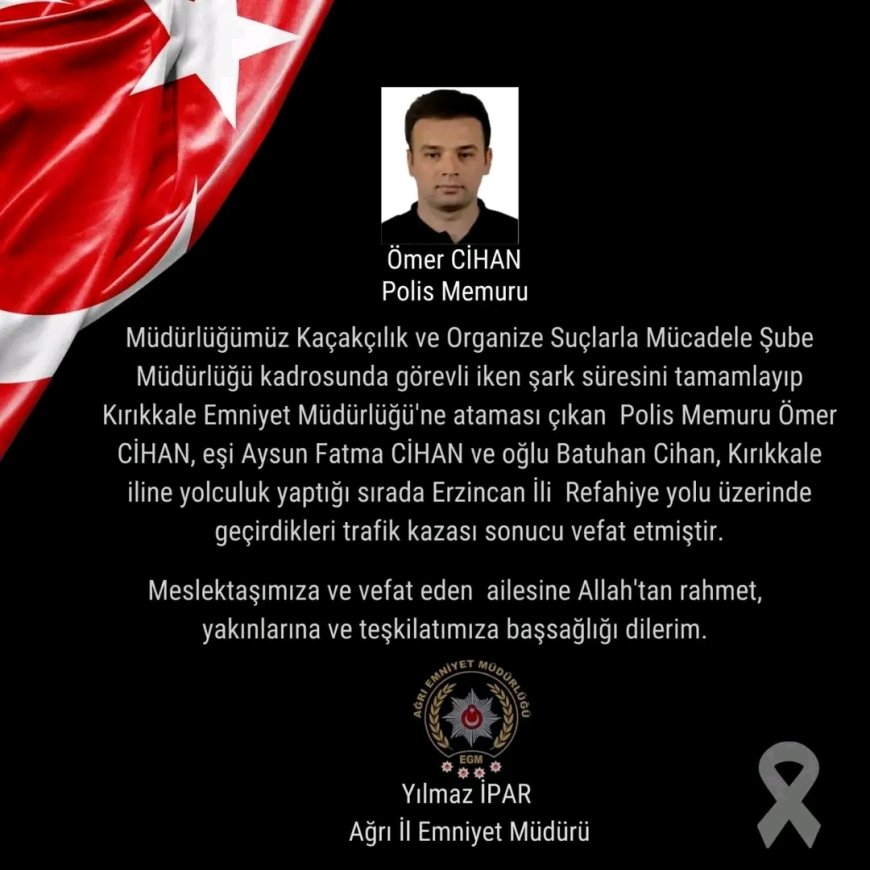 Kırşehir'li Polis Memuru ve Ailesi Trafik Kazası Kurbanı Oldu