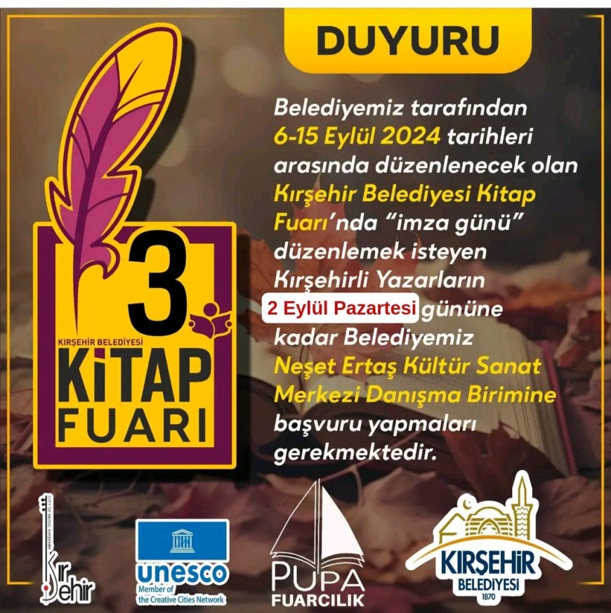 Kırşehir Belediyesi Kitap Fuarı İçin İmza Günü Başvuruları Başladı