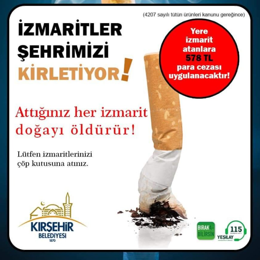 "Kırşehir Belediyesi Çevremiz ve Halk Sağlığı İçin Harekete Geçti,İzmarit Kirliliğine Son: Daha Temiz,Daha Sağlıklı Bir Şehir İçin Örnek Adım!"