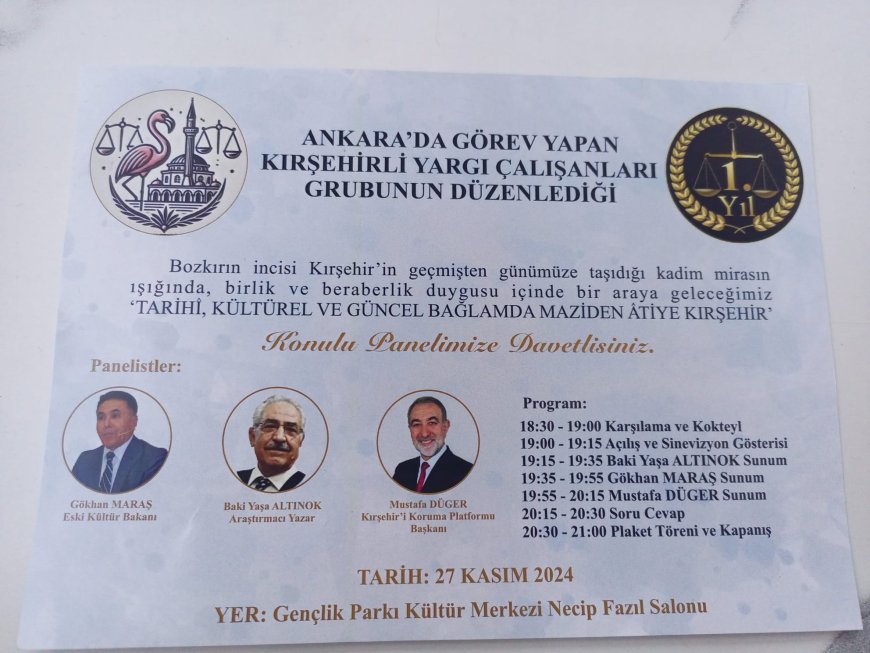 Kırşehirli Yargı Çalışanları, Ankara'da Tarihi ve Kültürel Mirası Konu Alan Panel Düzenliyor.