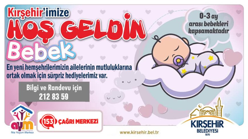 Kırşehir Belediyesi"Hoş Geldin Bebek Projesi" ile Ailelere Destek Olmaya Devam Ediyor.