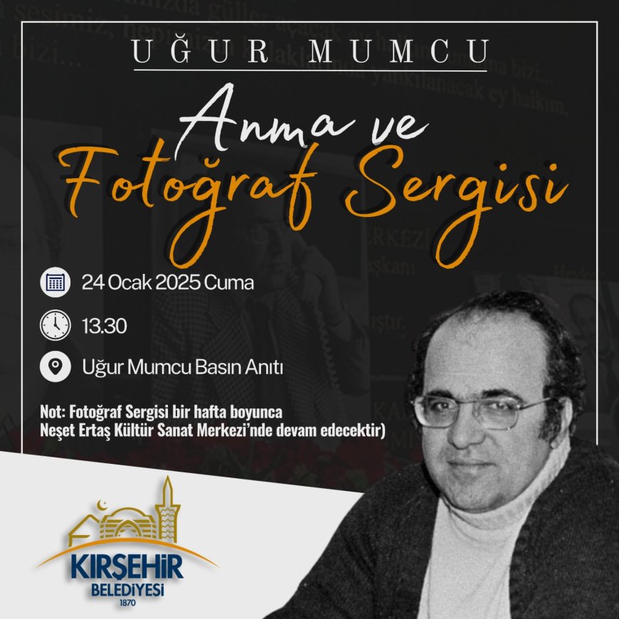 Kırşehir Belediyesi,Uğur Mumcu'yu Anma Etkinliği ve Fotoğraf Sergisi Düzenliyor.